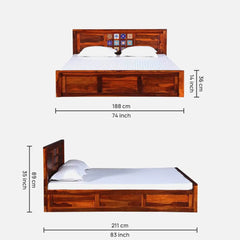 Solid Sheesham Wood Storage Beds