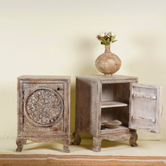 Hand-Carved Mango Wood Bedside Tables