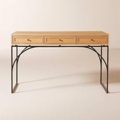 Tatvaacasa 3-Drawer Black Mango Console Table