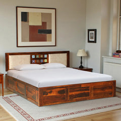 Solid Wood King Size Bed With Hydraulic Storage