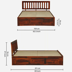 Sheesham Wood QueenSize Bed With Box Storage