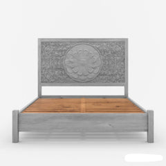 Hand Carved Wooden Headboard Bed