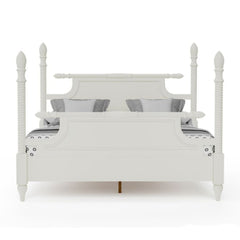 White Solid Wood Platform 4 Poster Bed