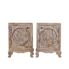 Hand-Carved Mango Wood Bedside Tables