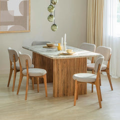 Wooden Marble Top Dining Set