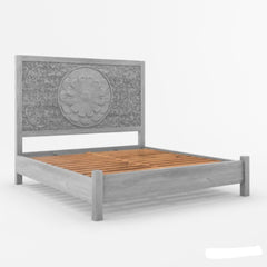 Hand Carved Wooden Headboard Bed