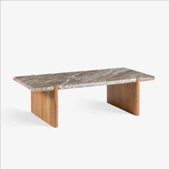 Tatvaacasa Noto Marble-Top Wooden Coffee Table