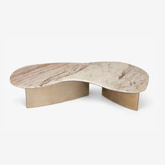 Tatvaacasa Aura Curved Marble-Top Coffee Table