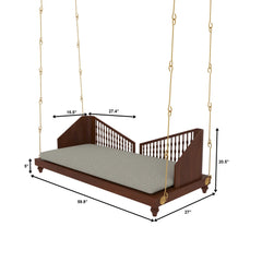 Wooden Swing with Spindle Backrest and Cushion