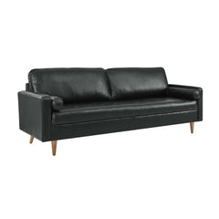 Tatvaacasa 88" Leather Sofa in Black
