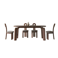 Tatvaacasa 6 Seater Dining Set In Brown Colour