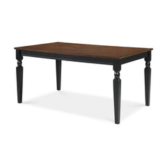 Classic Wooden 6-Seater Dining Table with Turned Legs – Brown Top & Black Base