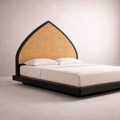 Mango Wood & Hand-Woven Cane Bed