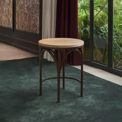 Iron Side Table with Travertine Top