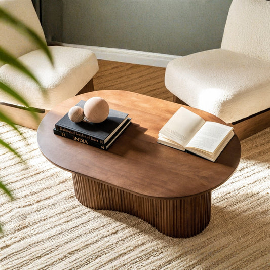 Tatvaacasa Wooden Walnut Finish Coffee Table