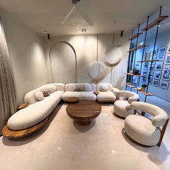 Mango Wooden Teak Finish wood Sectional sofa