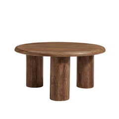 Tatvaacasa Round Mango Wood Coffee Table in Black