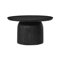 Tatvaacasa Round Wood Coffee Table in Black