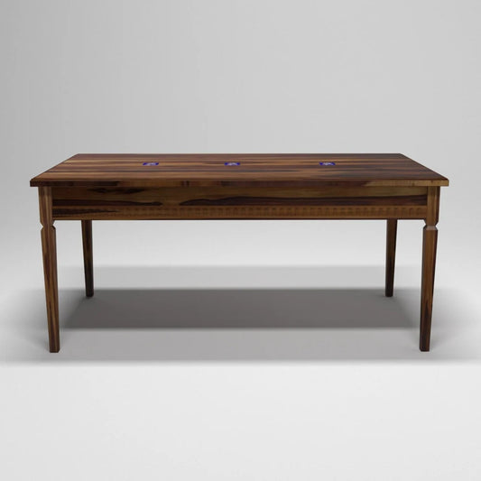 Tatvaacasa Solid Sheesham Wood Dining Table with Classic Border Design