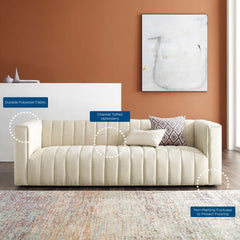 Tatvaacasa Modern Lounge Sofa with Channel Tufting & Soft Upholstery