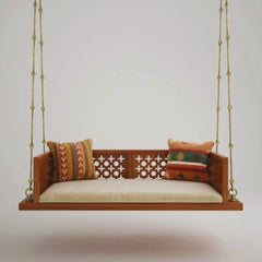 Solid Wooden Brown 2 Seater Swing