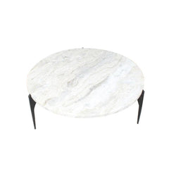 Tatvaacasa Coffee Table Marble Top with Metal Legs