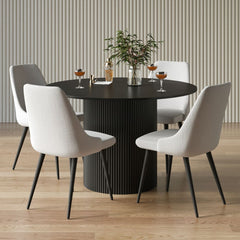 Black Mango Wood Round Dining Table Dining Table for Living Room