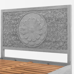 Hand Carved Wooden Headboard Bed