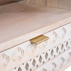 Wooden Centre Coffee Table with 4 Channeled Drawers