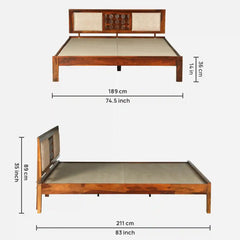 Sheesham Wood King Size Bed Without Storage