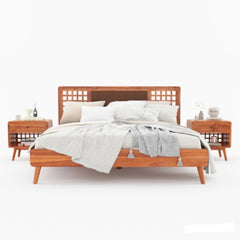 Mid Century Modern Sheesham Wood Bed