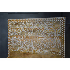 Hand Carved Design Dual Tone Storage Bed