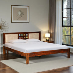 Solid Sheesham Wood Queen Size Bed Without Storage