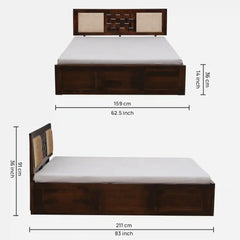 Sheesham Wood Queen Size Bed With Box Storage
