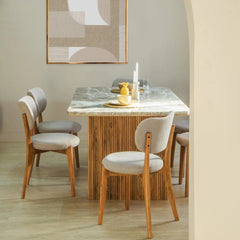 Wooden Marble Top Dining Set