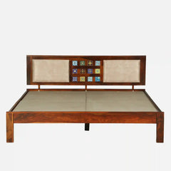Solid Sheesham Wood Queen Size Bed Without Storage