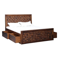 Solid Wood Sheesham Storage Beds with Drawers