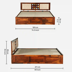 Solid Wood King Size Bed With Hydraulic Storage