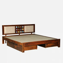 Solid Wood Queen Size Bed With Storage Drawers