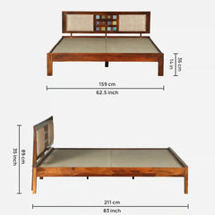 Solid Sheesham Wood Queen Size Bed Without Storage