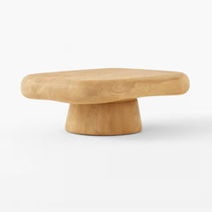Tatvaacasa Modern Round Wooden Coffee Table