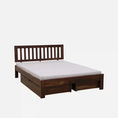 Solid Sheesham Wood Queen Size Bed With Storage Drawers