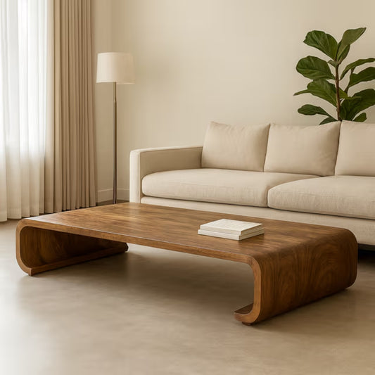 Tatvaacasa Modern Walnut Finish Coffee Table
