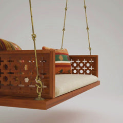 Solid Wooden Brown 2 Seater Swing