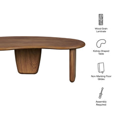 Tatvaacasa Kidney-Shaped Free Coffee Table in Walnut