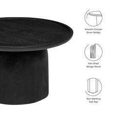 Tatvaacasa Round Wood Coffee Table in Black