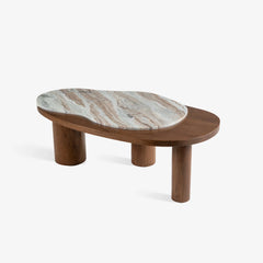 Wooden Coffee Table With Marble Top Mix