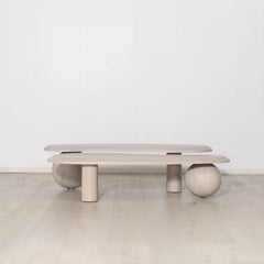 White Wash Oak Wood Modern Coffee Table