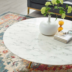 Tatvaacasa 48" Round Faux Marble Coffee Table