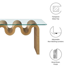 Tatvaacasa Glass Top Coffee Table in Natural